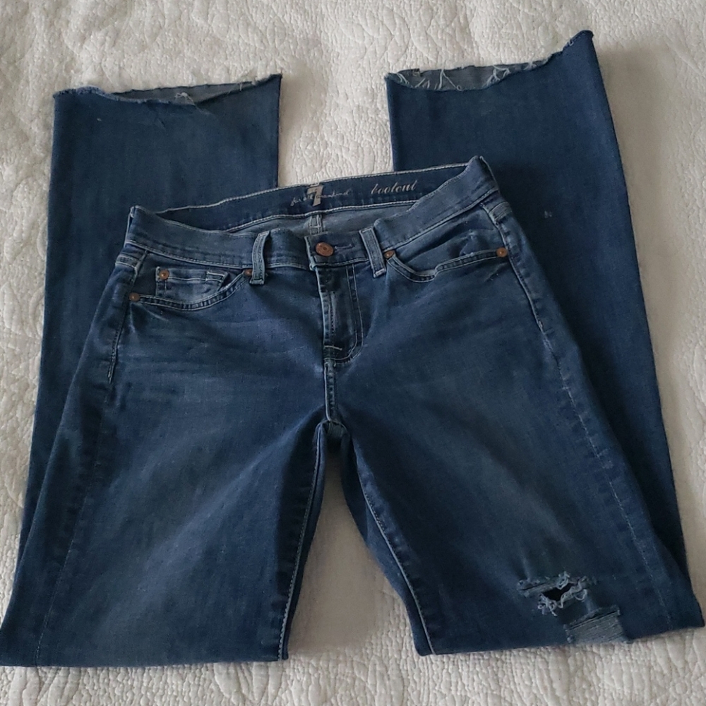 7 For All Mankind Bootcut Midrise Raw Hem Jeans